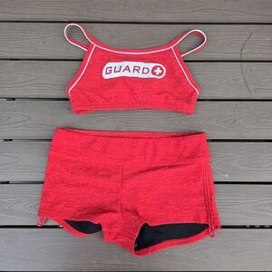 TYR Women's Mantra Red Life Guard Racerback Top W/ Boyshorts Size S New Sample